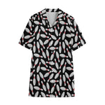 Black Bowling Pins Pattern Print Cotton Hawaiian Shirt