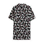 Black Bowling Pins Pattern Print Cotton Hawaiian Shirt
