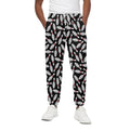 Black Bowling Pins Pattern Print Cotton Sweatpants