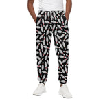 Black Bowling Pins Pattern Print Cotton Pants