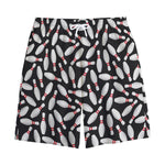 Black Bowling Pins Pattern Print Cotton Shorts