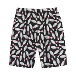 Black Bowling Pins Pattern Print Cotton Shorts
