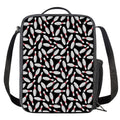 Black Bowling Pins Pattern Print Crossbody Lunch Bag