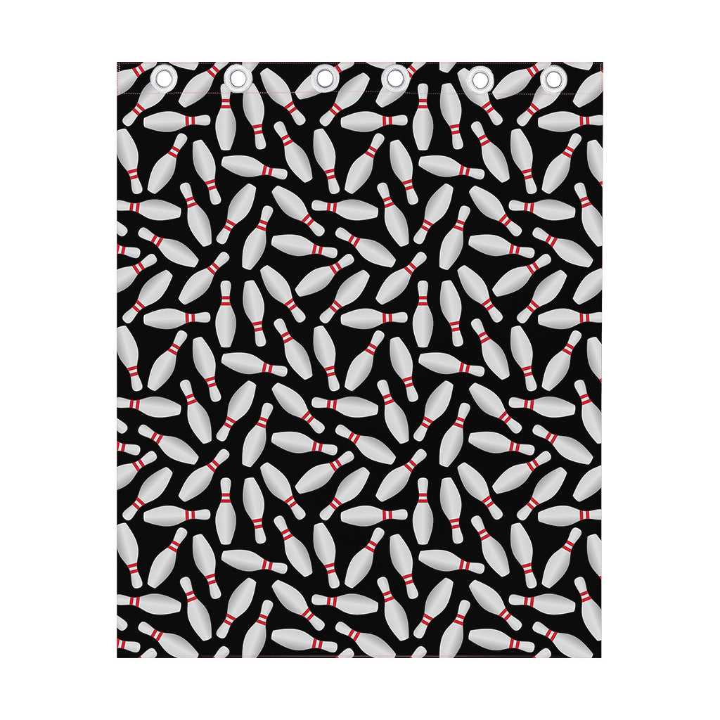 Black Bowling Pins Pattern Print Curtain
