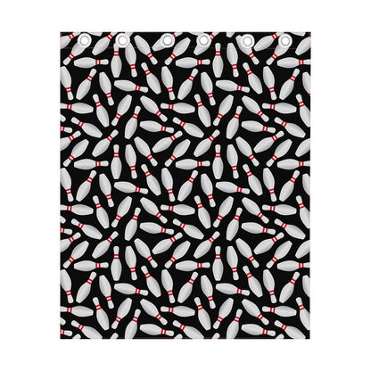 Black Bowling Pins Pattern Print Curtain