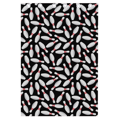 Black Bowling Pins Pattern Print Curtain