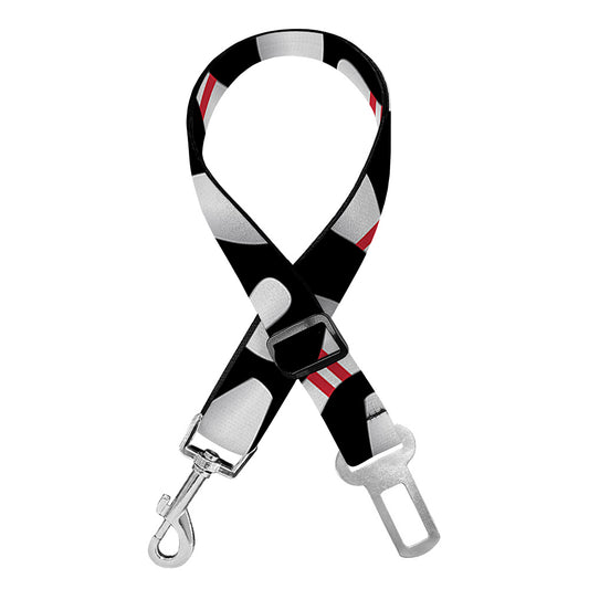 Black Bowling Pins Pattern Print Dog Seat Belt