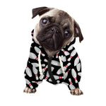 Black Bowling Pins Pattern Print Dog Zip Up Hoodie
