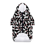 Black Bowling Pins Pattern Print Dog Zip Up Hoodie