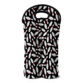 Black Bowling Pins Pattern Print Double Neoprene Wine Tote