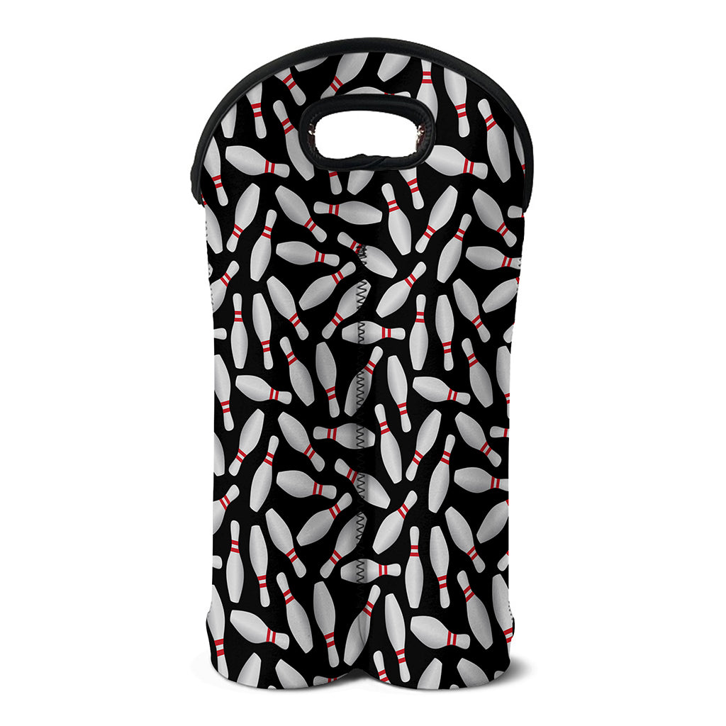 Black Bowling Pins Pattern Print Double Neoprene Wine Tote
