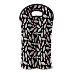Black Bowling Pins Pattern Print Double Neoprene Wine Tote