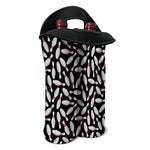Black Bowling Pins Pattern Print Double Neoprene Wine Tote