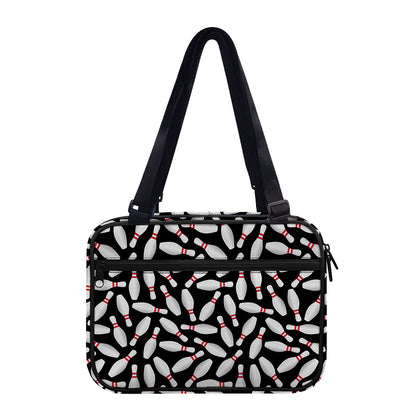 Black Bowling Pins Pattern Print Double Strap Bible Bag