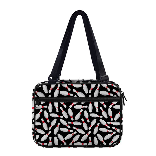 Black Bowling Pins Pattern Print Double Strap Bible Bag