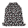 Black Bowling Pins Pattern Print Drawstring Bag