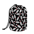 Black Bowling Pins Pattern Print Drawstring Makeup Bag