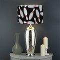 Black Bowling Pins Pattern Print Drum Lamp Shade