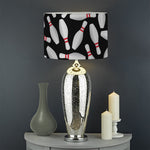Black Bowling Pins Pattern Print Drum Lamp Shade