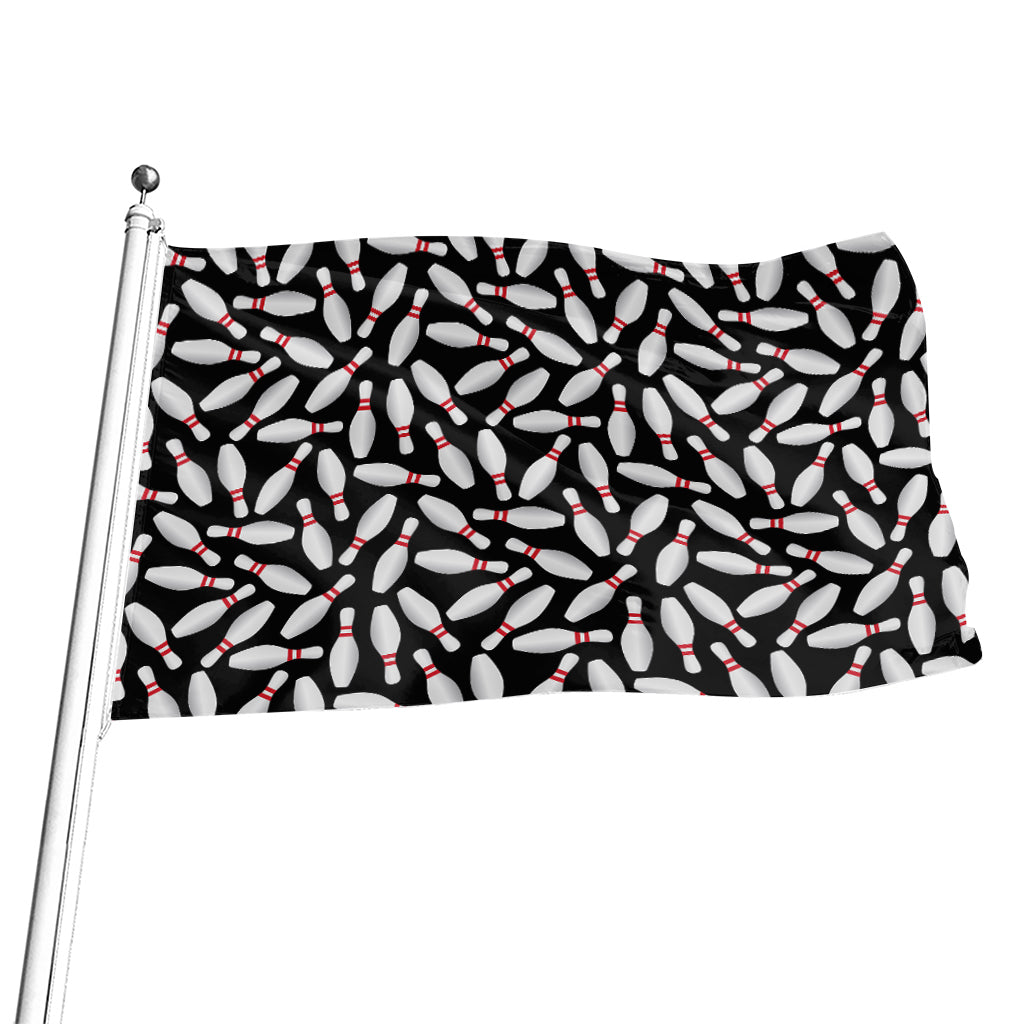 Black Bowling Pins Pattern Print Flag