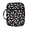 Black Bowling Pins Pattern Print Front Pocket Bible Bag