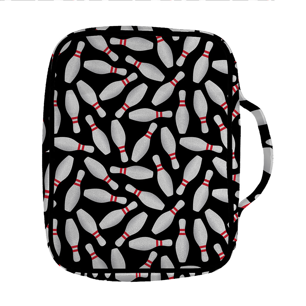 Black Bowling Pins Pattern Print Front Pocket Bible Bag