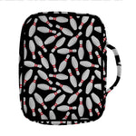 Black Bowling Pins Pattern Print Front Pocket Bible Bag
