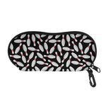 Black Bowling Pins Pattern Print Glasses Case