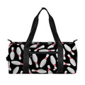 Black Bowling Pins Pattern Print Gym Bag