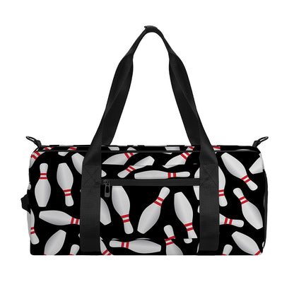 Black Bowling Pins Pattern Print Gym Bag