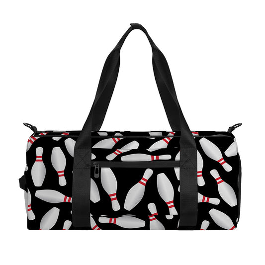 Black Bowling Pins Pattern Print Gym Bag