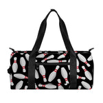 Black Bowling Pins Pattern Print Gym Bag