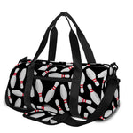 Black Bowling Pins Pattern Print Gym Bag