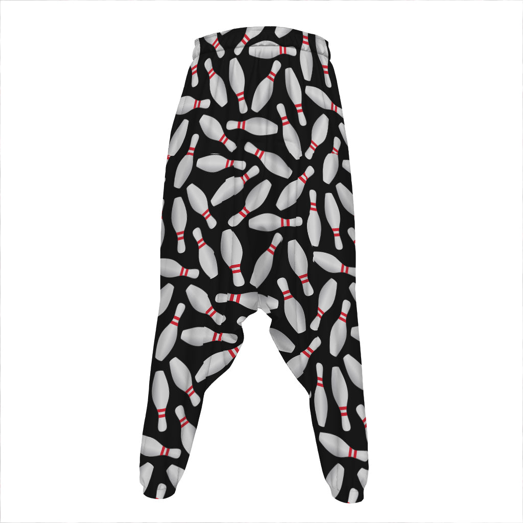 Black Bowling Pins Pattern Print Hammer Pants