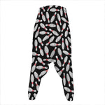Black Bowling Pins Pattern Print Hammer Pants