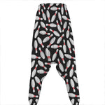 Black Bowling Pins Pattern Print Hammer Pants