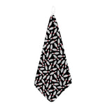 Black Bowling Pins Pattern Print Hand Towel