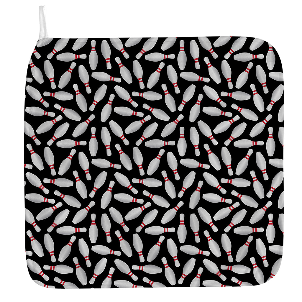 Black Bowling Pins Pattern Print Hand Towel