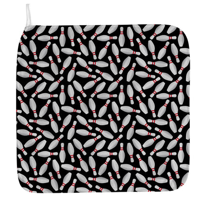 Black Bowling Pins Pattern Print Hand Towel