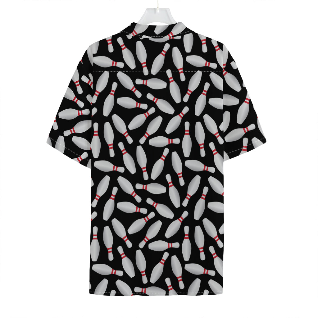 Black Bowling Pins Pattern Print Hawaiian Shirt