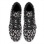 Black Bowling Pins Pattern Print High Top Leather Sneakers