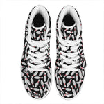 Black Bowling Pins Pattern Print High Top Leather Sneakers