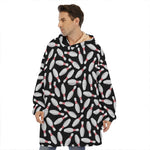 Black Bowling Pins Pattern Print Hoodie Blanket