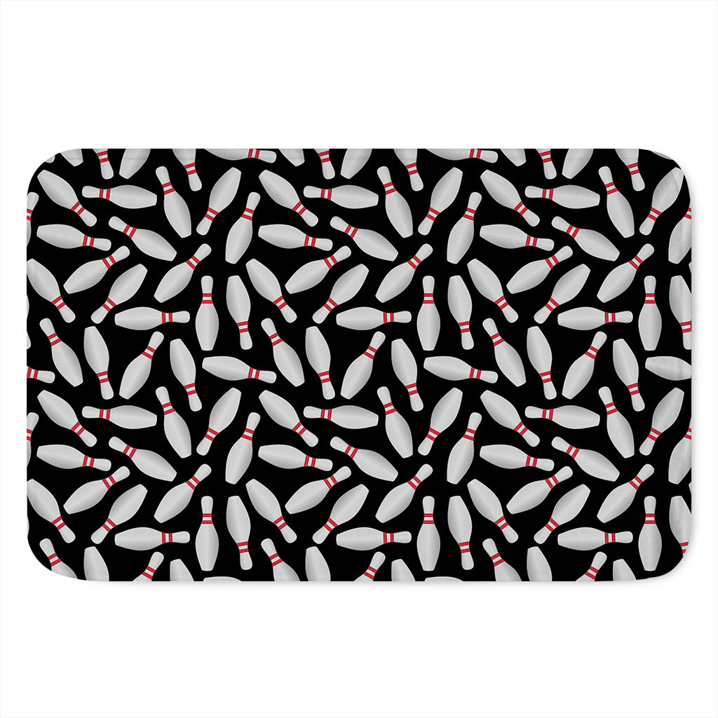Black Bowling Pins Pattern Print Indoor Door Mat