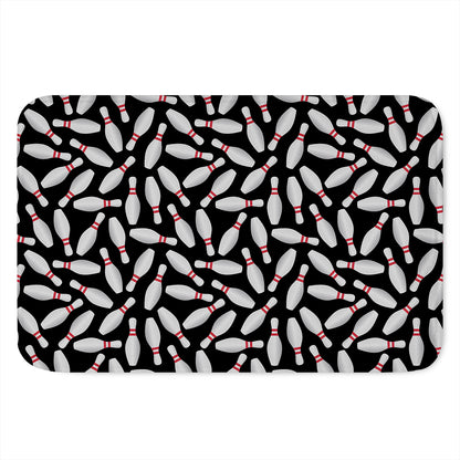 Black Bowling Pins Pattern Print Indoor Door Mat