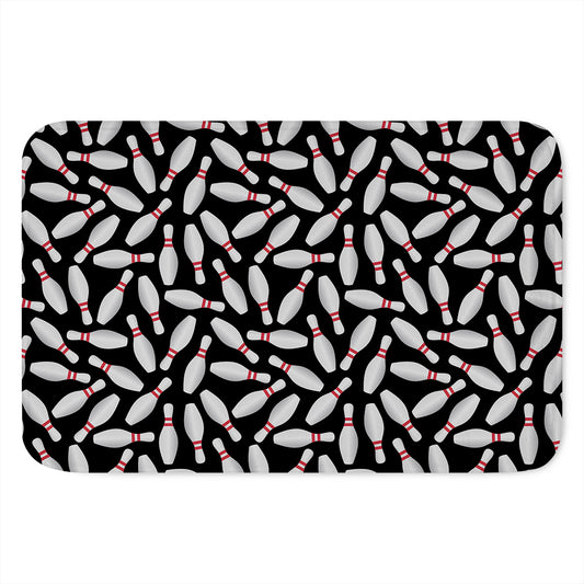 Black Bowling Pins Pattern Print Indoor Door Mat