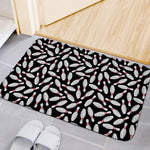 Black Bowling Pins Pattern Print Indoor Door Mat