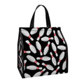 Black Bowling Pins Pattern Print Insulated Lunch Tote