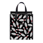 Black Bowling Pins Pattern Print Insulated Lunch Tote