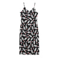 Black Bowling Pins Pattern Print Jersey Midi Cami Dress